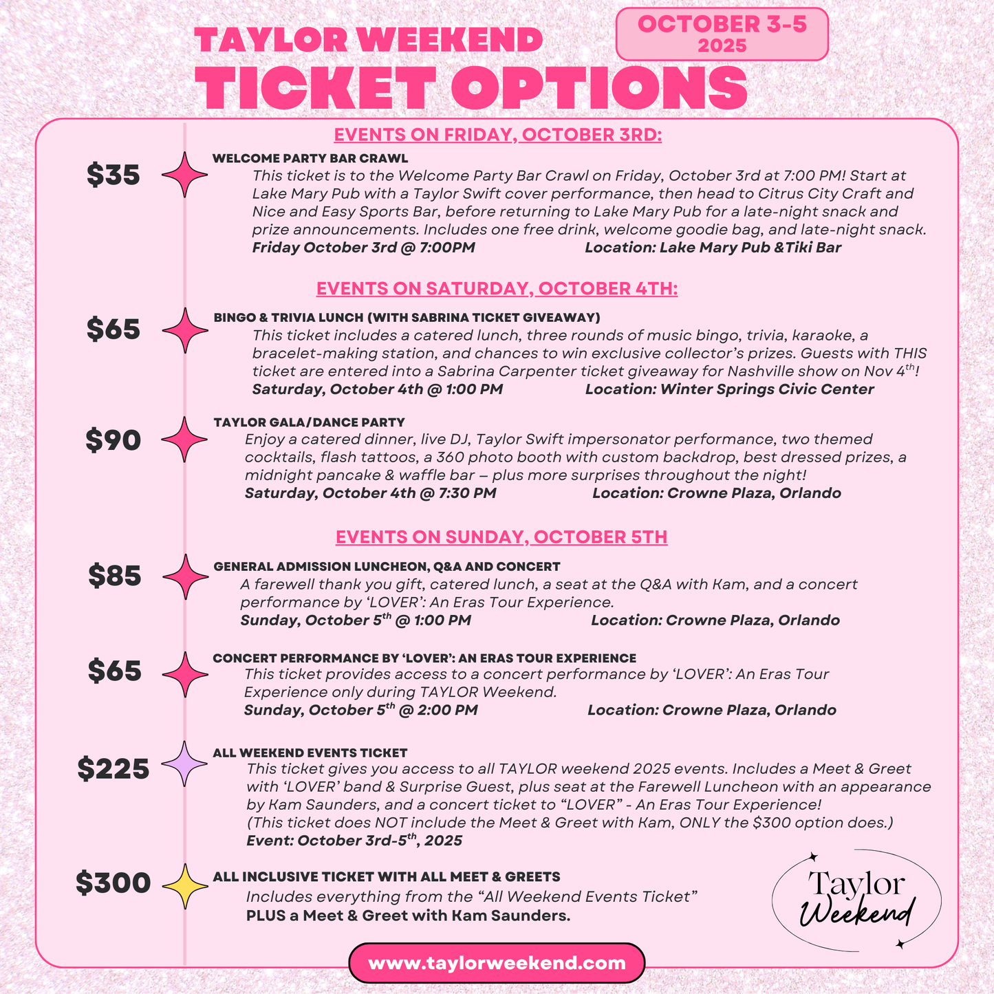 Taylor Weekend 2025